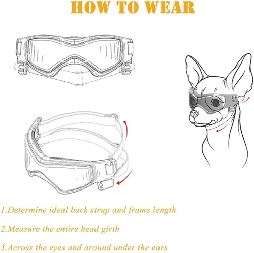 Vista 5 de Gafas de protección UV para perros pequeños y medianos, impermeables, resistentes al viento, para senderismo, ciclismo al aire libre (rosa)