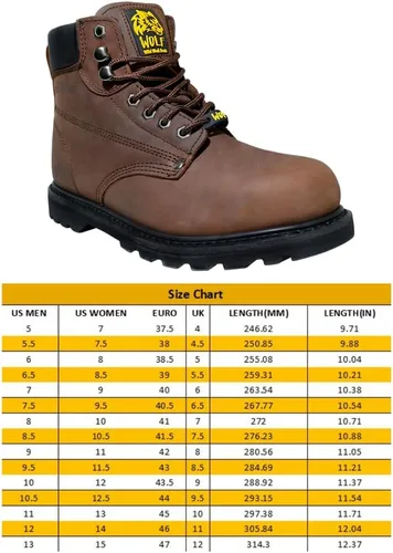 Vista 3 de Wolf Work Boot 100% Genuine Upper Leather Oil Impact Electrical Hazards Non-Slip Rubber Sole Tan Nubuck Plain Toe Padded Collar