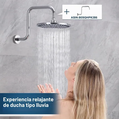 Vista 7 de BRIGHT SHOWERS - Cabezal de ducha de lluvia de alta presión de 9 pulgadas Níquel cepillado