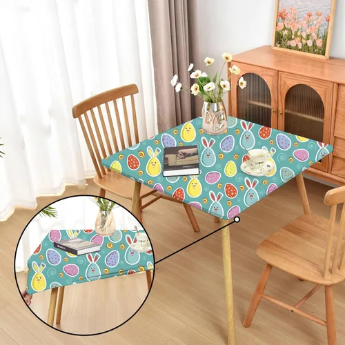 Vista 74 de Mantel ajustado blanco con elástico para mesas plegables de 48x48 pulgadas, manteles lavables y elásticos de elastano para mesas de cartas, manteles