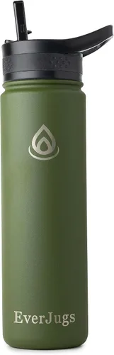 Vista 10 de Botella de agua de 22 onzas, boca ancha, botella de acero inoxidable de alta calidad con tapa con pajilla, doble pared aislada al vacío, taza Azul