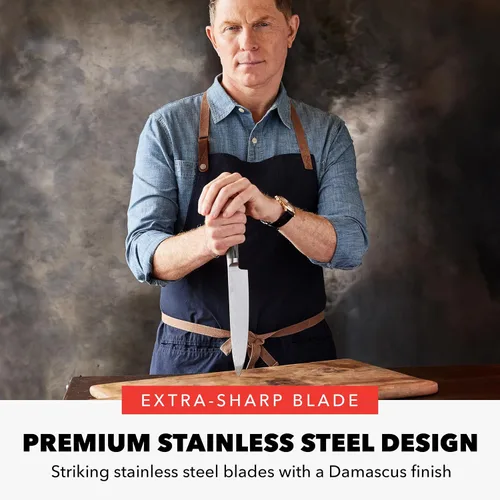 Vista 2 de GreenPan x Bobby Flay - Cuchillo de chef de 8 pulgadas con funda, hoja de acero inoxidable de alta calidad, herramienta de cocina de corte