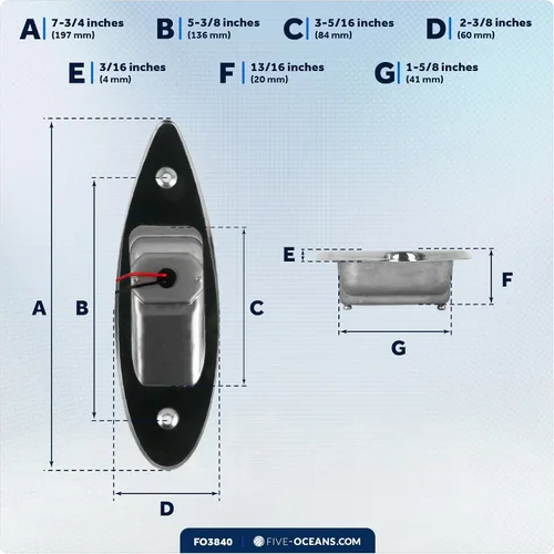 Vista 8 de Five Oceans Luces de navegación para barcos, luz de arco LED, luces de navegación para barcos rojas y verdes, luz lateral de montaje vertical, 12 V