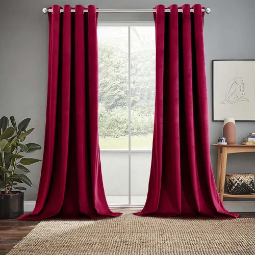 Vista 11 de Royal Hotel Bedding Paneles de cortinas opacas de terciopelo con ojales superiores pesados, paneles sólidos, cortinas de terciopelo suave, juego