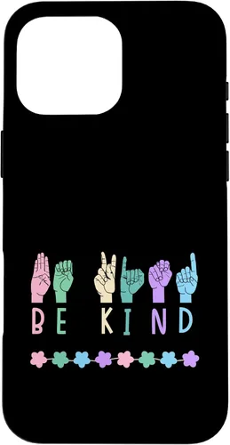 Vista 19 de Sign Language Be Kind Kindness ASL Pastel Pink Purple Blue Case for iPhone 16