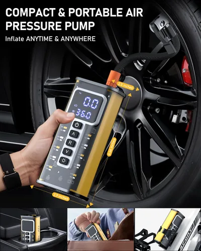 Vista 8 de Compresor de Aire Portátil Inflador de Neumáticos, Compresor de Aire de 150 PSI para Neumáticos de Coche, Inflador de Neumáticos Portátil para Coche
