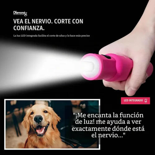Vista 6 de Diamondg Micro - Molinillo de uñas para perros, sonido silencioso con luz Micro - Rosa