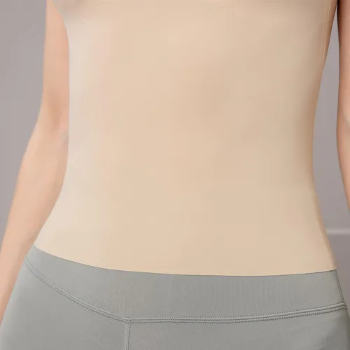 Vista 5 de Camisola ajustada para mujer con brasier integrado, tirantes delgados, camiseta sin mangas