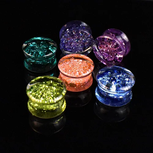 Vista 3 de Jboyanpei 12 unids6 pares de lentejuelas metálicas de acrílico para los oídos dilatadores y medidor de dilatadores de oreja dilatadores de oreja