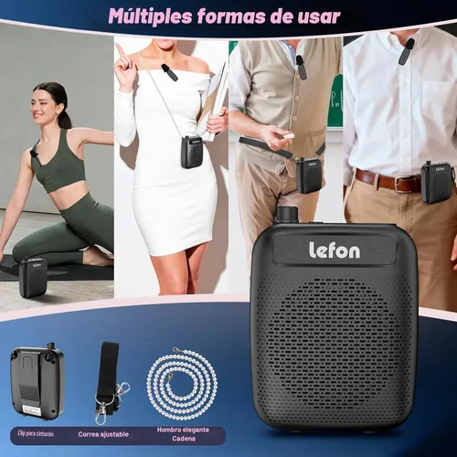 Vista 3 de TRELC Amplificador de Voz Inalámbrico con Micrófono Lavalier, Altavoz de Solapa Inalámbrico Portátil Recargable con Clip para Profesores, Reducción