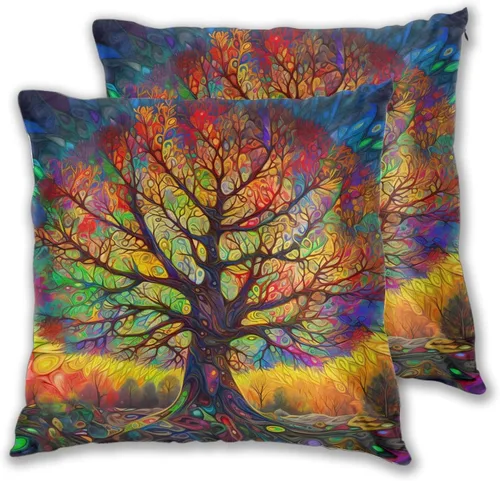 Vista 30 de Juego de 2 fundas de almohada cuadradas de Acción de Gracias, hojas de arce otoñales, fundas protectoras para sofá con cremallera oculta, 16 x 16