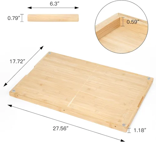 Vista 7 de Tabla de cortar de bambú de doble cara de 28 x 18 pulgadas con ranura para jugo, tablas de cortar grandes de madera para cocina, tabla de cortar