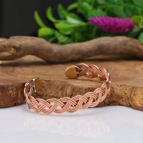 Vista 26 de Handmade Elegant Copper Bracelet for Women - Pure Copper Bracelet for Pain Relief and Stress Relief - Adjustable Entwisted Copper Bracelet to Fit