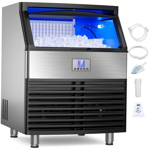 Vista 12 de Mojgar Máquina de hielo comercial 200lbs/24h con contenedor de Plateado