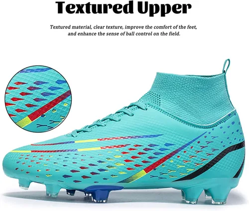Vista 2 de AOSENSS Botas de fútbol para hombre, ligeras, antideslizantes, para niños grandes, para entrenamiento en interiores y exteriores, zapatos deportivos