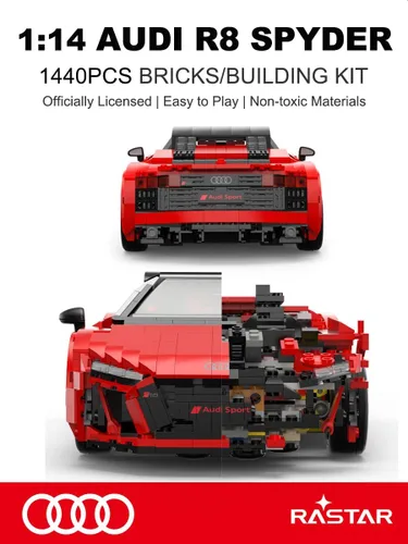 Vista 2 de RASTAR 1440PCs Building Bricks for Audi R8 Spyder Model Car Kit, 93800