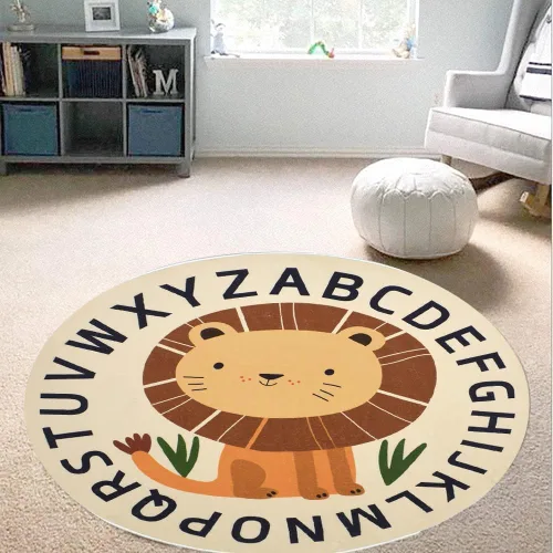 Vista 15 de Poowe Blue Fantasy - Alfombra circular esponjosa, lavable, alfombra para habitación de niños, antideslizante, para interiores, entrada, 31.5