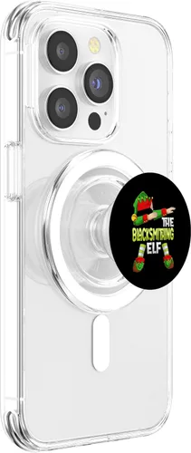 Vista 3 de Dabbing Elf Christmas Blacksmith The Blacksmithing Elf PopSockets MagSafe PopGrip for iPhone