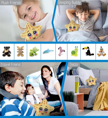 Vista 4 de DolliBu Juguete de peluche de estrella de mar amarilla, regalo de estrella de mar para niños y adultos, lindos animales de peluche para niños