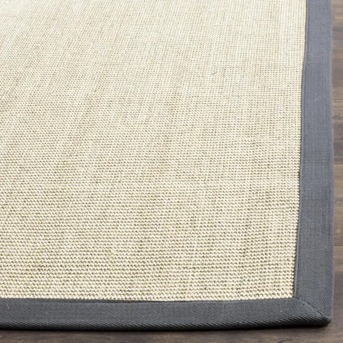 Vista 34 de Alfombra de sisal Safavieh, de color maíz y negro, tejida a mano, de la colección de fibras naturales; 5 x 8 pulgadas, NF441A, Tela, Gris / Gris