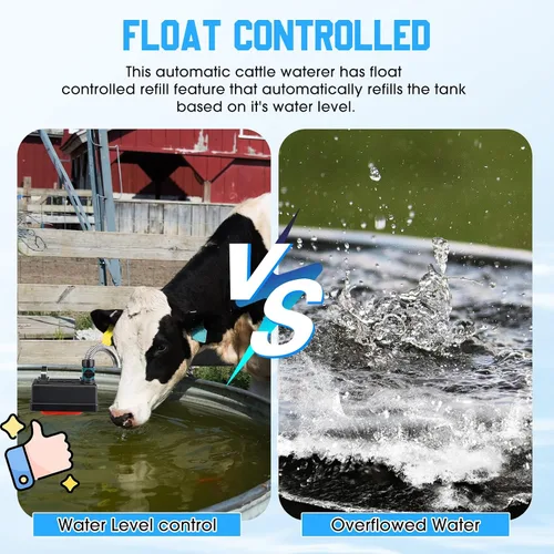 Vista 3 de Threlaco Juego de 2 válvulas de flotador de tanque de agua con conector de manguera de 3/4 pulgadas, control automático de nivel de agua, válvula