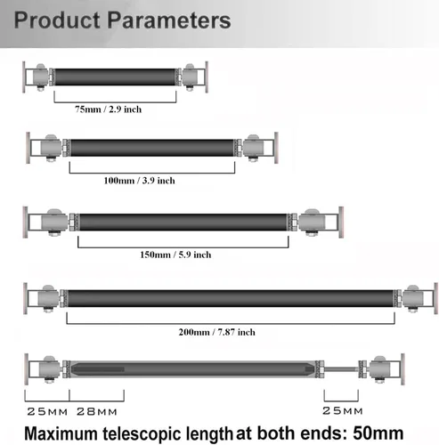 Vista 5 de 2PCS Divisor de Labio de Parachoques Delantero Barras de Amarre de Puntal Barra de Soporte Ajustable Compatible con la Mayoría de Vehículos 3''-8