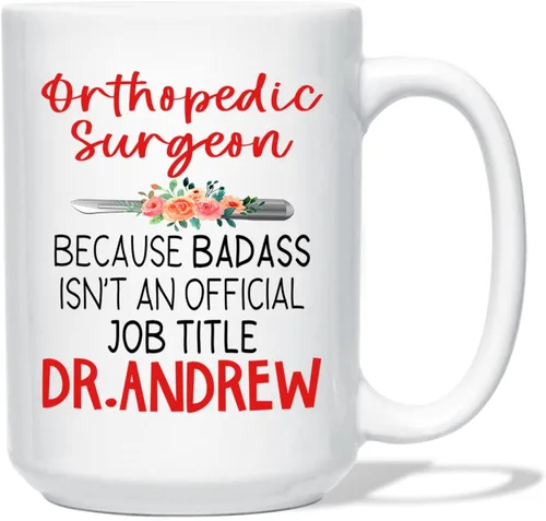 Vista 20 de Taza de café con nombre personalizada para hombres, mujeres, cirujano médico, taza de café blanca personalizada para cirujano ortopédico, taza