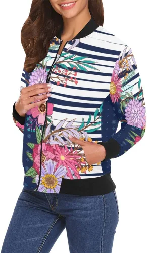 Vista 3 de Star - Chaqueta bomber para mujer, chaqueta casual, abrigo con cremallera, rompevientos, Multi, XS
