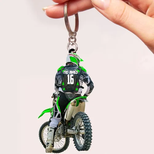 Vista 5 de Llavero de motocross personalizado, regalos de motocross personalizados, llavero de motocross Racer, el mejor regalo de motocross