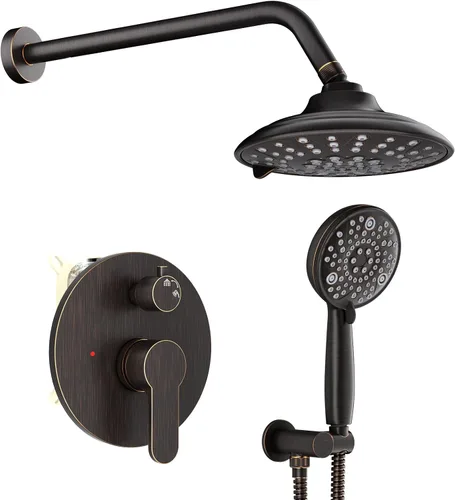 Vista 12 de EMBATHER Juego completo de grifos de ducha, con 3 ajustes de cabezal de ducha de alta presión, accesorios de sistema de ducha de lluvia montados