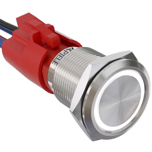 Vista 14 de APIELE Interruptor de botón con pestillo de 10 amperios y 0.748 in, 12 V, SPST, LED, impermeable, redondo, autobloqueante, 1NO (aluminio negro, azul)