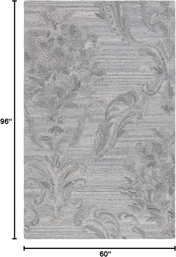 Vista 2 de SAFAVIEH Jardin Collection - Alfombra de área de 5 x 8 pies, gris, lana hecha a mano, ideal para zonas de alto tráfico en sala de estar, dormitorio