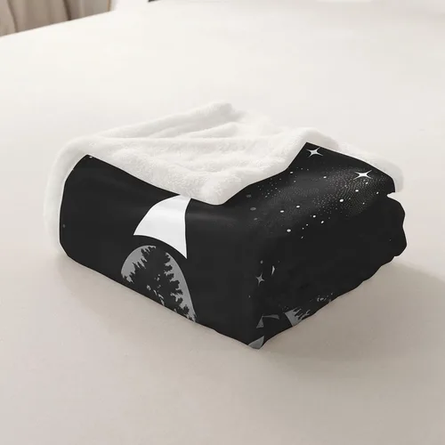 Vista 5 de Manfei Manta de oso gris y negro con silueta de árbol para sofá, manta de cama temática de animales salvajes para niños y adolescentes, decoración