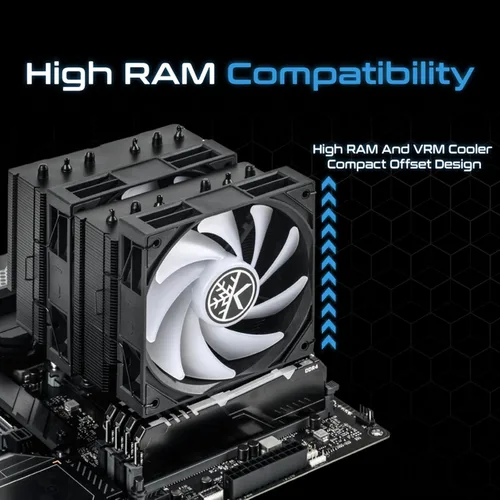 Vista 5 de KINGCOOL Iron Wind 120 ARGB Enfriador de aire para CPU, 6 tubos de calor y torres duales, ventiladores PWM duales de 120 mm, velocidad de 1800 RPM