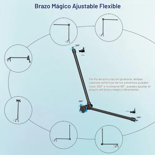 Vista 6 de Mippko Soporte para micrófono, 21.5 pulgadas de largo, flexible, ajustable, brazo mágico, súper abrazadera de cangrejo, clip de micrófono de 3/8"-16