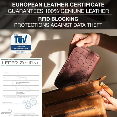 Vista 8 de Cartera de Piel RFID para Mujer Cartera Moderna RFID para Mujer con Múltiples Compartimentos Soporte para Tarjetas de Crédito Hecho a Mano