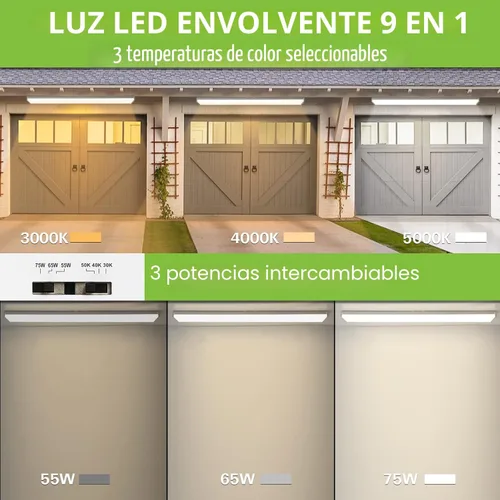 Vista 2 de hykolity - Luz LED envolvente de 4 pies con 3 vatios/3CCT 55-75W 3000-5000K 3000K4000K5000K