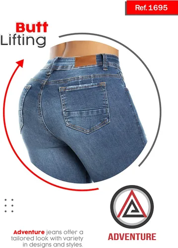 Vista 4 de Adventure Jeans colombianos para mujer Pantalones Colombianos Levanta Cola