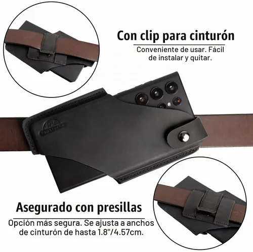 Vista 4 de Topstache Funda de cuero para teléfono celular para iPhone 17/17 Pro/16/16 Pro - Funda para teléfono celular con clip para cinturón para hombres