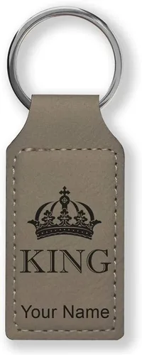 Vista 18 de Llavero rectangular, corona de rey, grabado personalizado incluido, Bambú