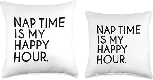 Vista 3 de Nappers Unite 600 Time is My Happy Hour Funny Naps Napper - Almohada de regalo, 16 x 16 pulgadas, multicolor
