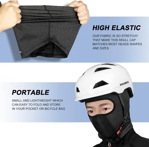 Vista 3 de ROCKBROS Máscara de esquí para hombres y mujeres pasamontañas de invierno máscara de esquí debajo de cascos con agujeros para gafas forro polar