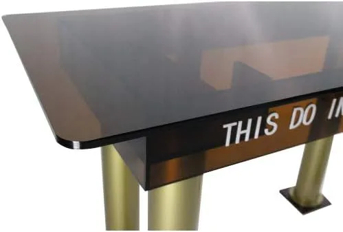 Vista 2 de Mesa de acrílico ahumado ámbar con patas de color dorado 14308NEW-NF