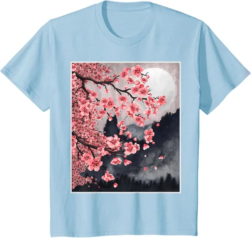 Vista 13 de Sakura - Camiseta japonesa de cerezo en flor japonesa, Negro, S