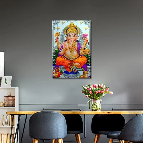 Vista 4 de TUMOVO Lord Ganesha - Decoración de pared Ganapati de Deidad india, cuadros impresos en lienzo, pósteres de pintura hinduismo cultural hindú