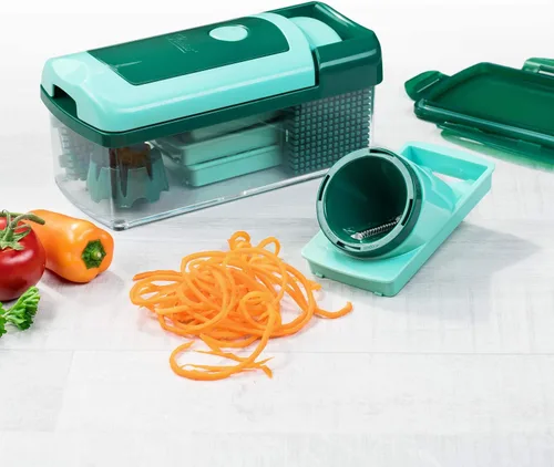 Vista 2 de Nicer Dicer Fusion Smart - Juego de cortadores de verduras (12 piezas, cubos de palitos de cuarto de octavo julieto)
