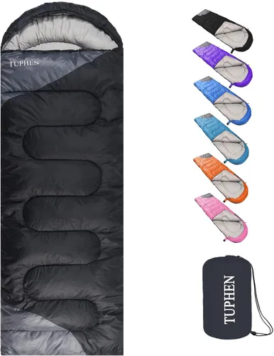 Vista 9 de tuphen - Sacos de dormir para adultos, niños, niñas, mochileros, senderismo, camping, forro de microfibra, clima frío y cálido, 4 estaciones, uso