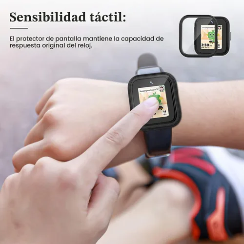 Vista 4 de Protector de pantalla compatible con Sync Up Kids Watch 1 con vidrio Negro+Negro