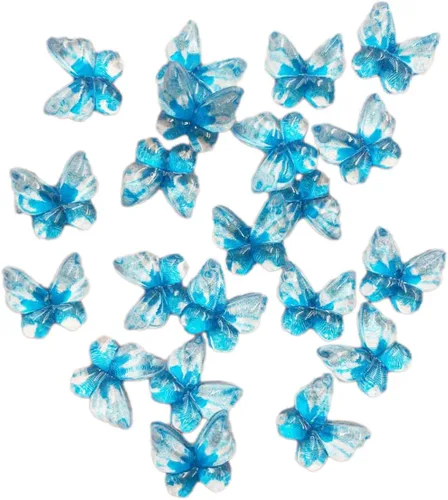 Vista 25 de Diamantes de imitación de mariposa con parte trasera plana, 80 unidades de 0.394 pulgadas, dijes de mariposa de resina para uñas, adornos, álbumes