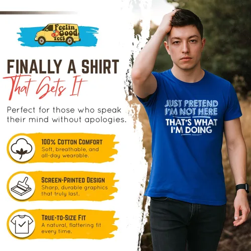 Vista 2 de Camiseta divertida sarcástica con texto en inglés "Just prettend I'm Not Here